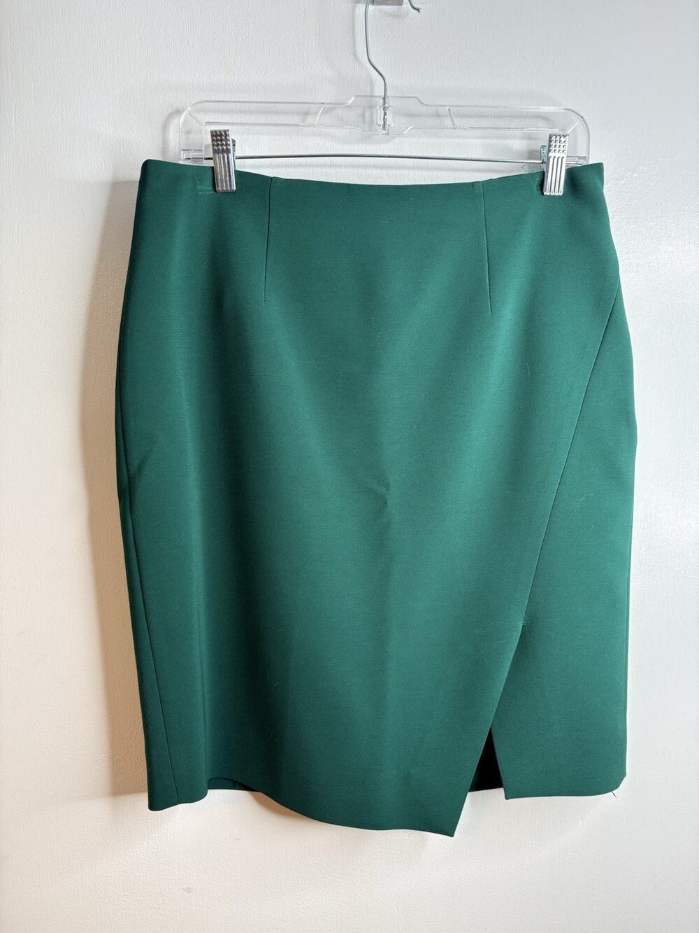 White House Black Market Forest Green Skirt Women's Asymmetrical Hem Size 10